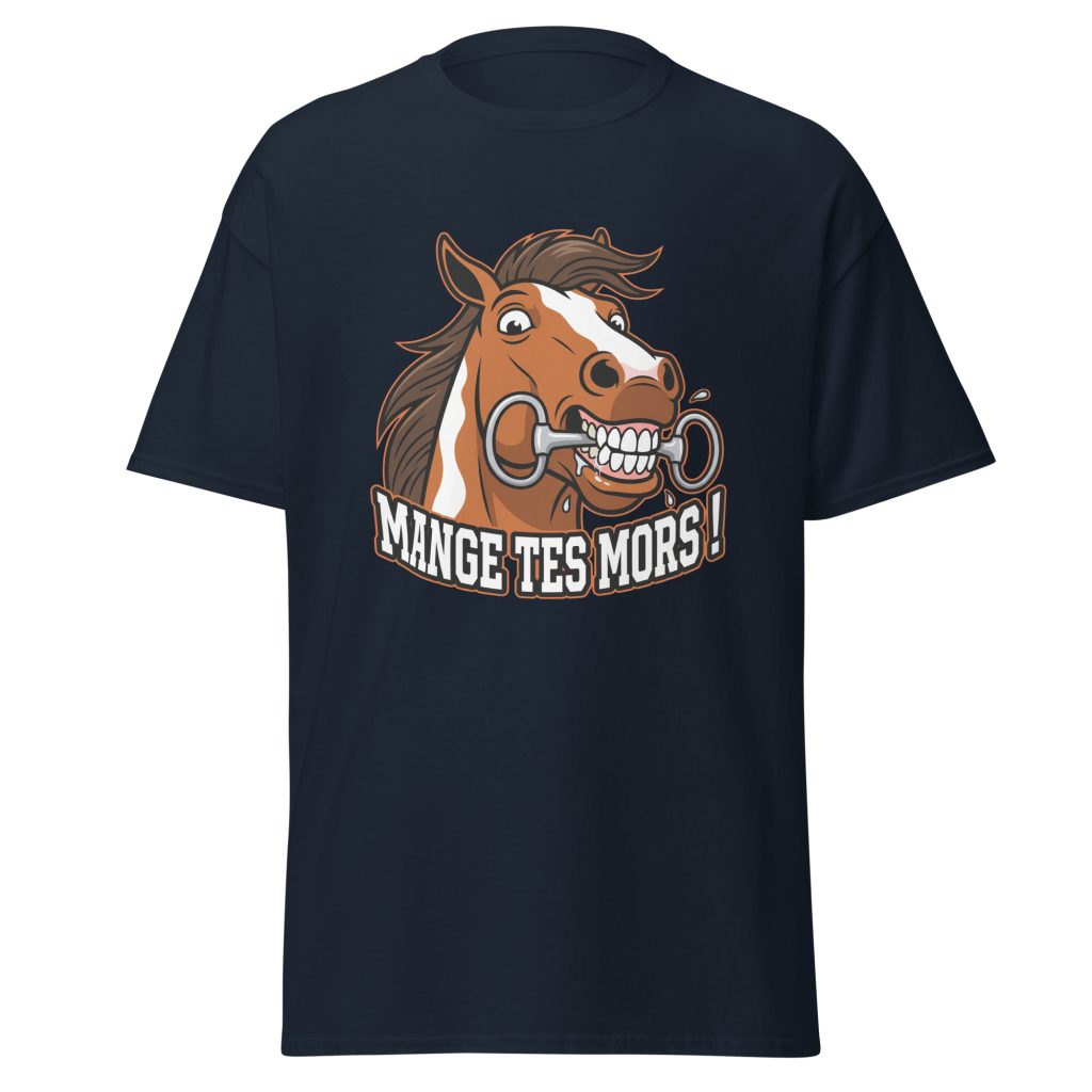 T-shirt humoristique Mange tes mors ! — Bleu Marine, face