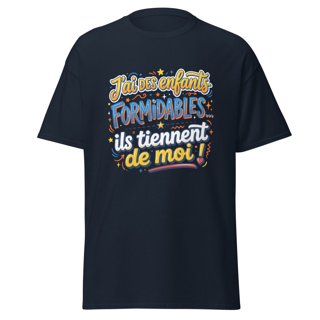 T-shirt J'ai des enfants formidables — Bleu Marine, face