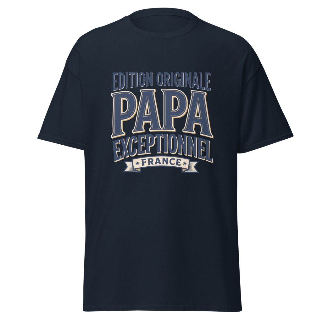 T-shirt Papa exceptionnel Edition Originale — Bleu Marine, face