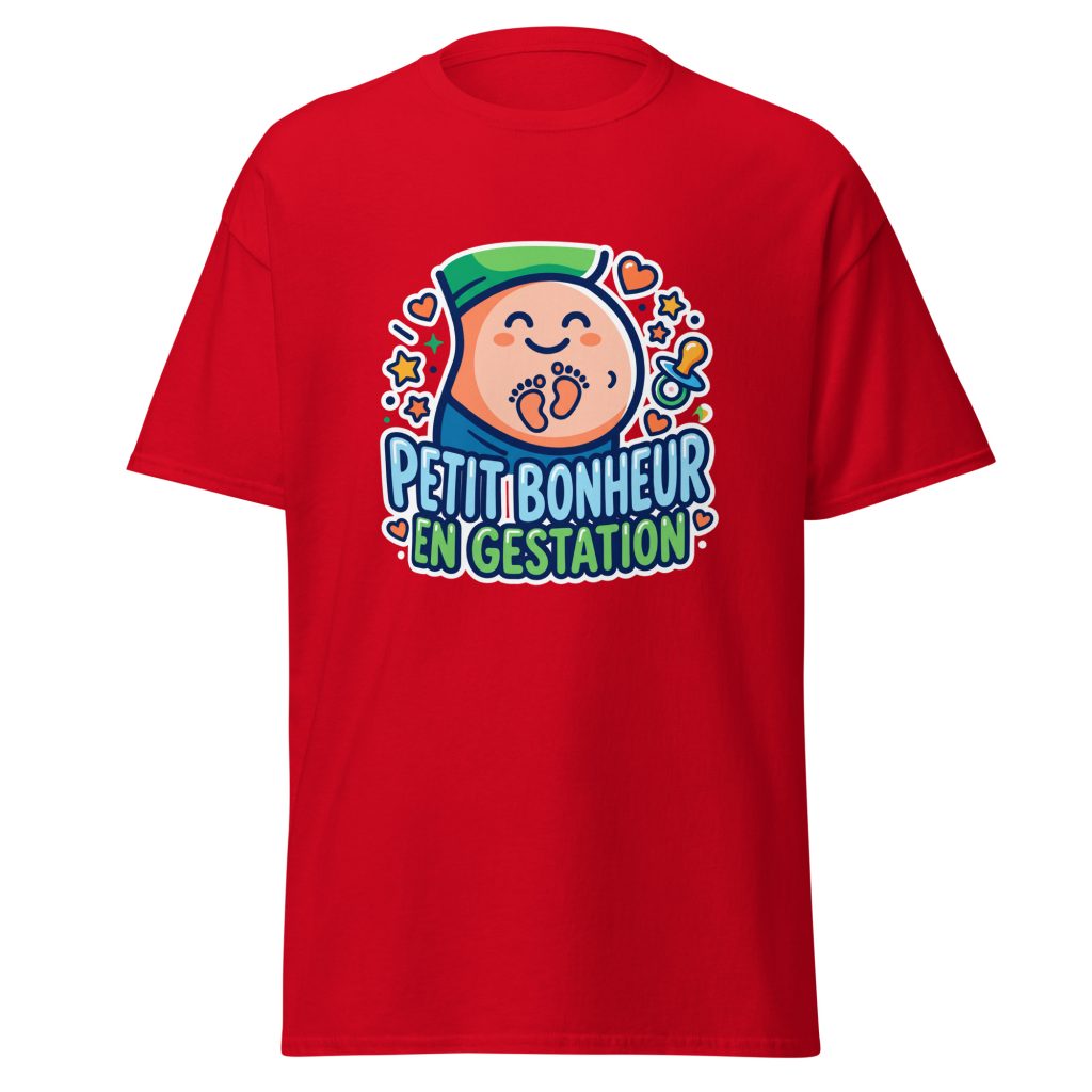 T-shirt Petit bonheur en gestation — Rouge, face