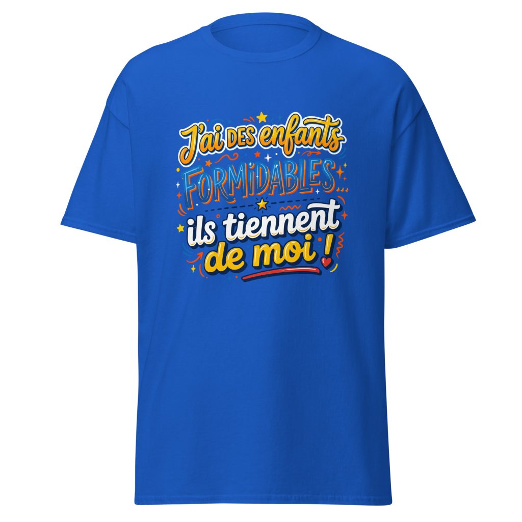 T-shirt J'ai des enfants formidables — Bleu Roi, face