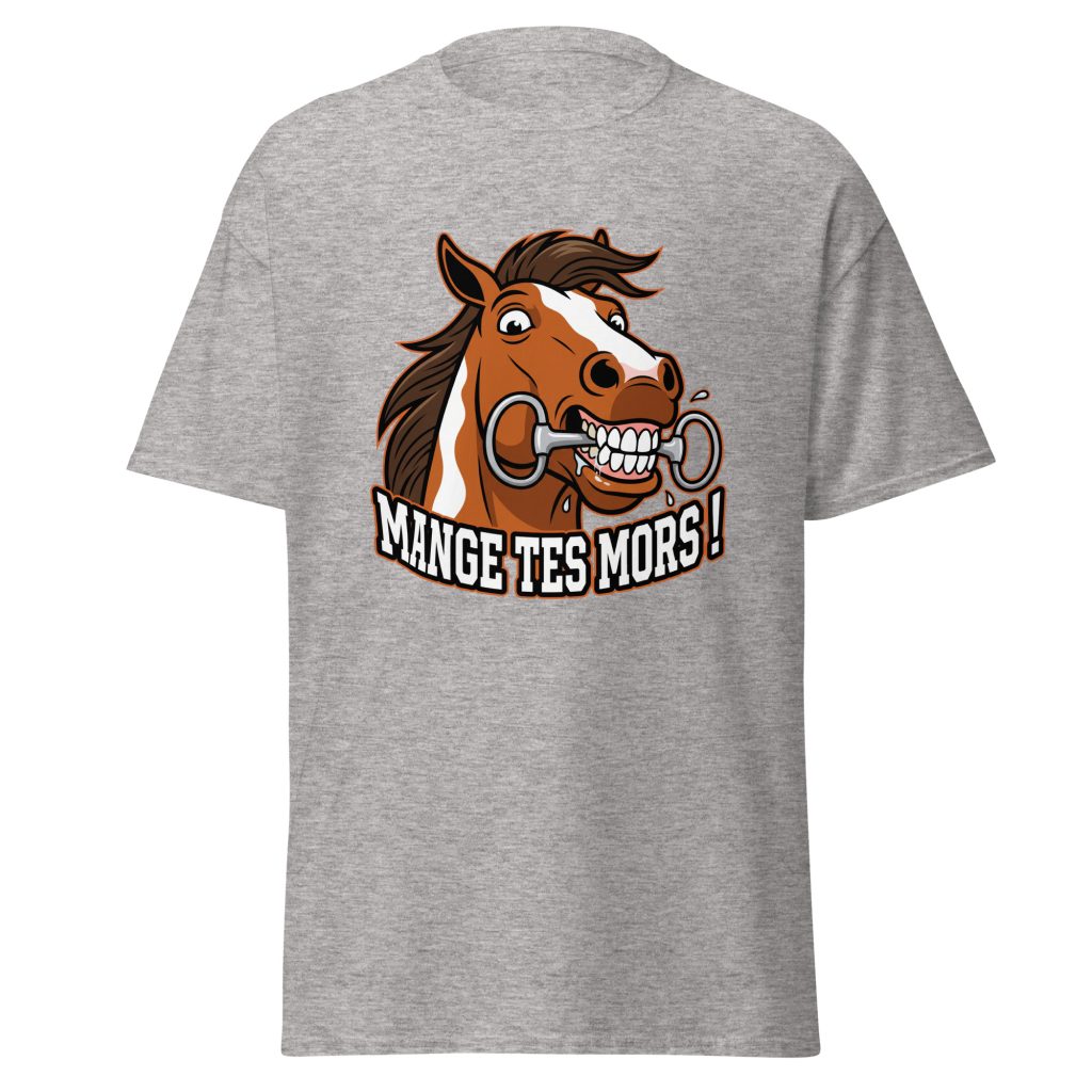 T-shirt humoristique Mange tes mors ! — Gris Sport, face