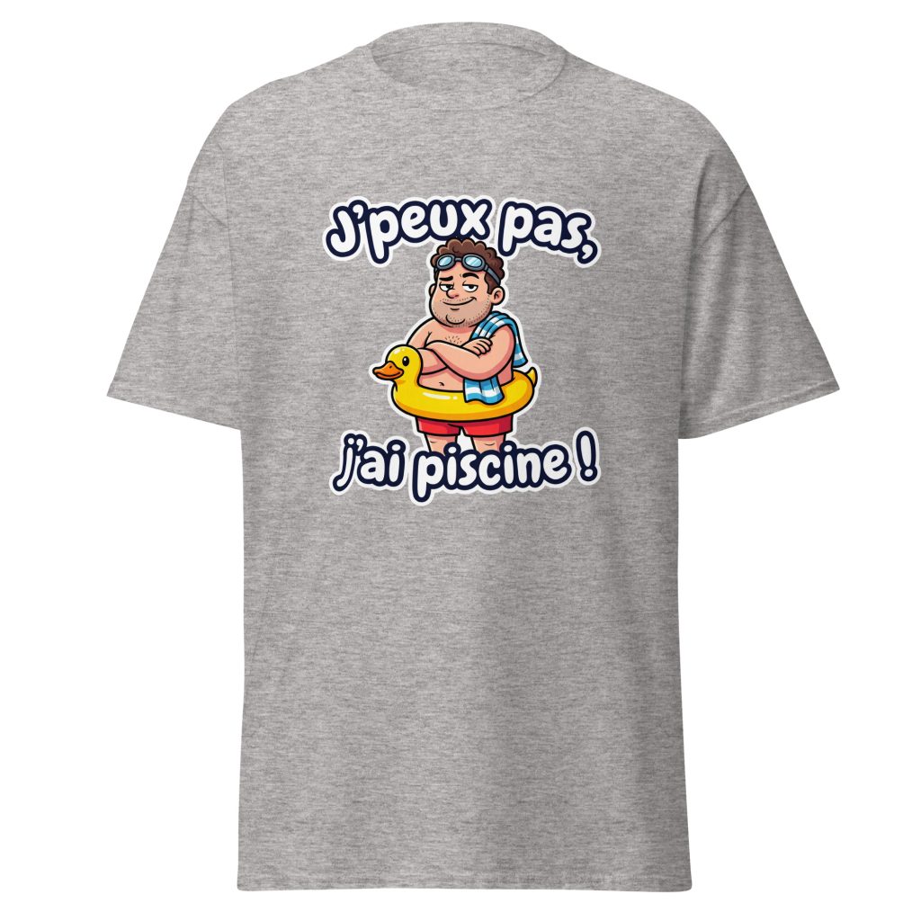 T-shirt J'peux pas, j'ai piscine ! — Gris Sport, face