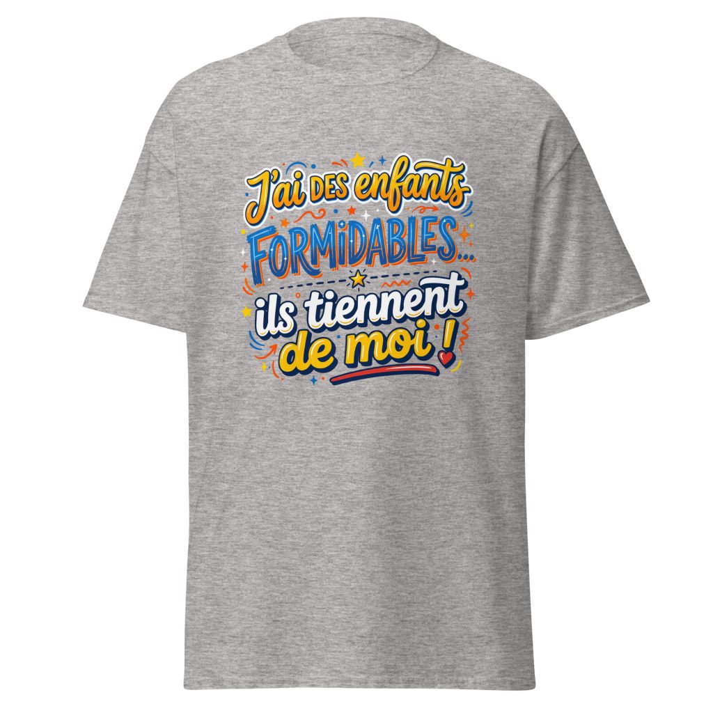 T-shirt J'ai des enfants formidables — Gris Sport, face