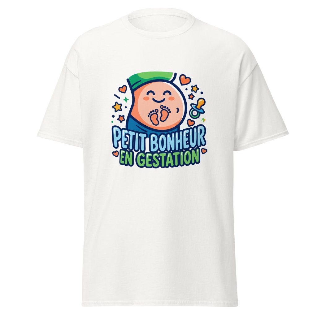T-shirt Petit bonheur en gestation — Blanc, face