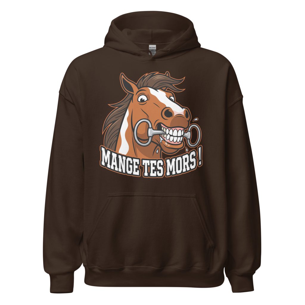 Sweat à capuche Mange tes mors ! — Chocolat Noir, face