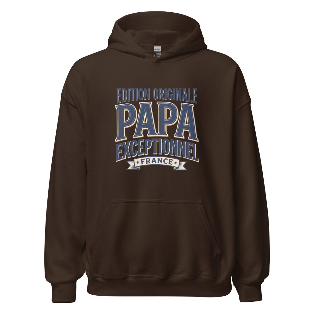 Sweat à capuche Papa exceptionnel Edition Originale — Chocolat Noir, face
