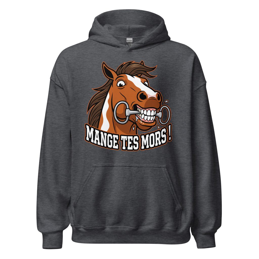 Sweat à capuche Mange tes mors ! — Gris Foncé Chiné, face