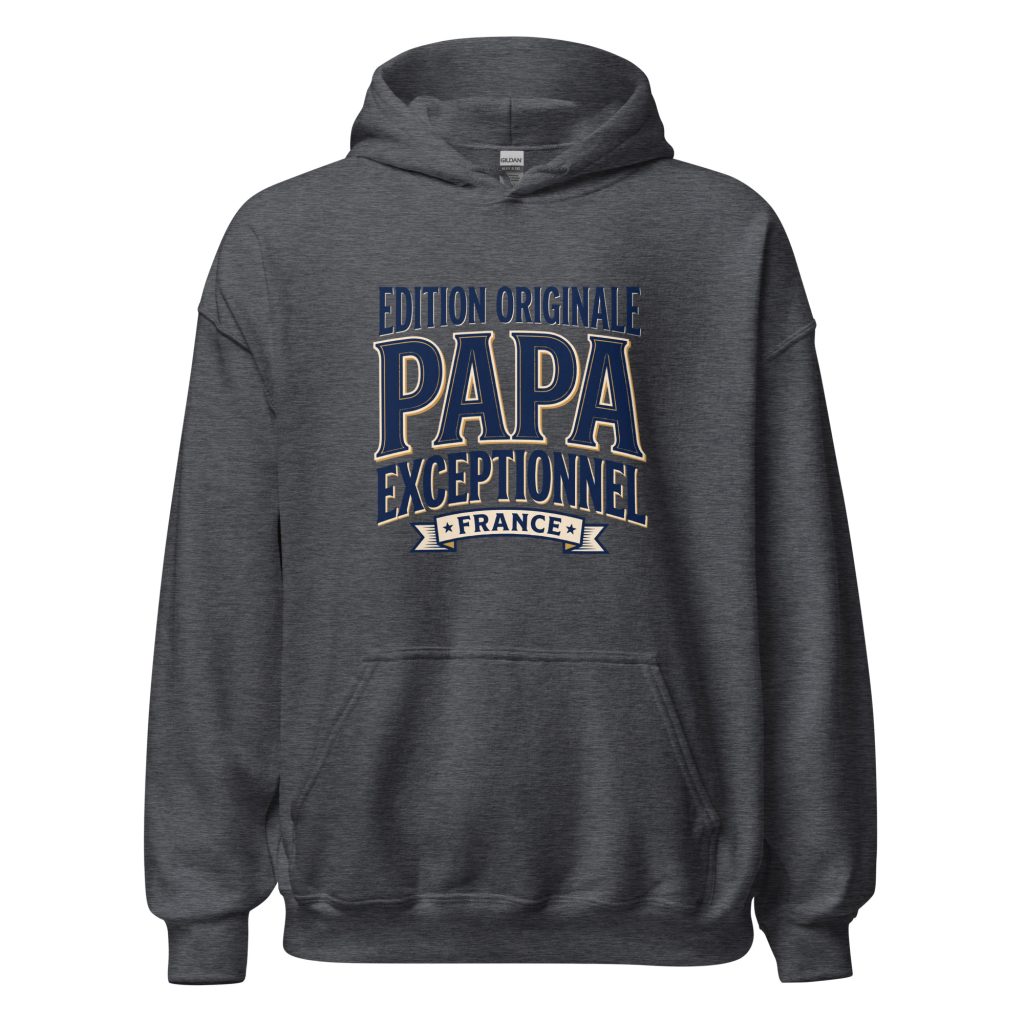Sweat à capuche Papa exceptionnel Edition Originale — Gris Foncé Chiné, face