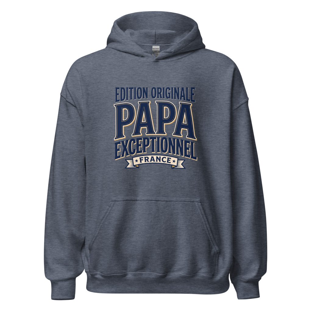 Sweat à capuche Papa exceptionnel Edition Originale — Heather Sport Dark Navy, face