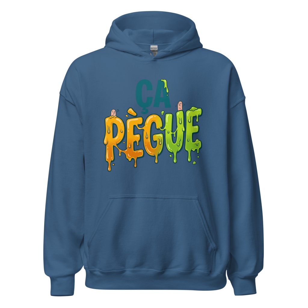 Sweat à capuche ça pègue ! — Bleu Indigo, face