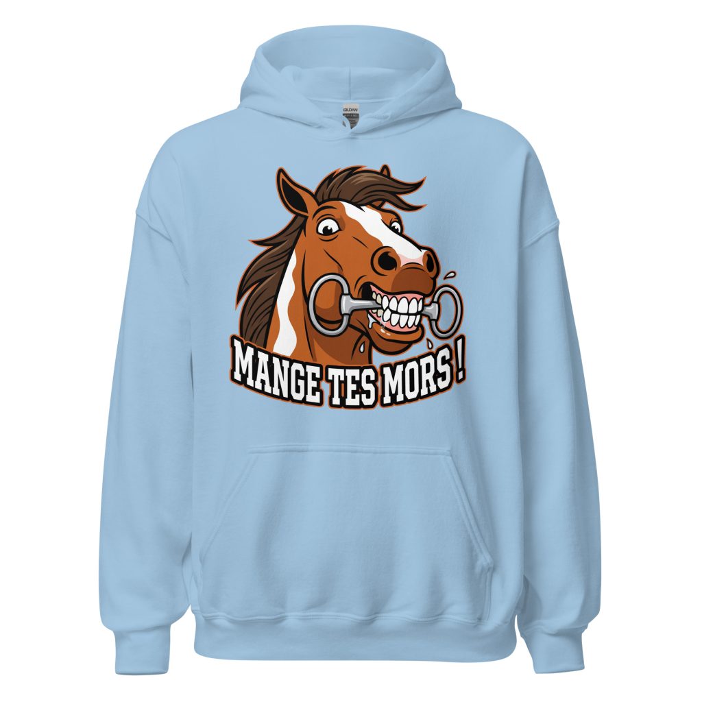 Sweat à capuche Mange tes mors ! — Bleu Clair, face