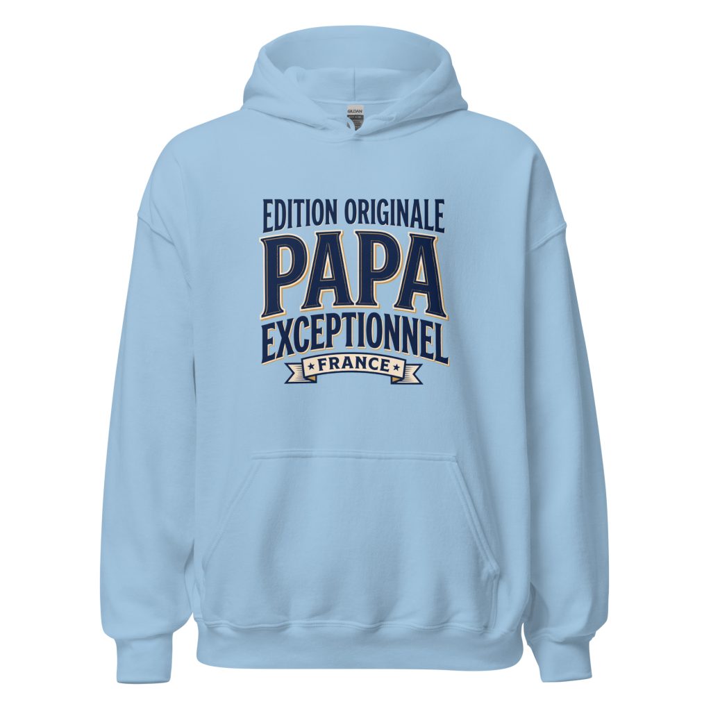 Sweat à capuche Papa exceptionnel Edition Originale — Bleu Clair, face