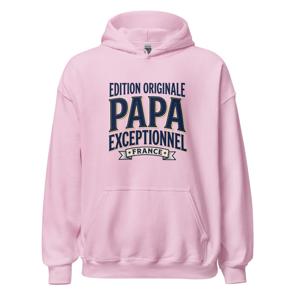 Sweat à capuche Papa exceptionnel Edition Originale — Rose Clair, face