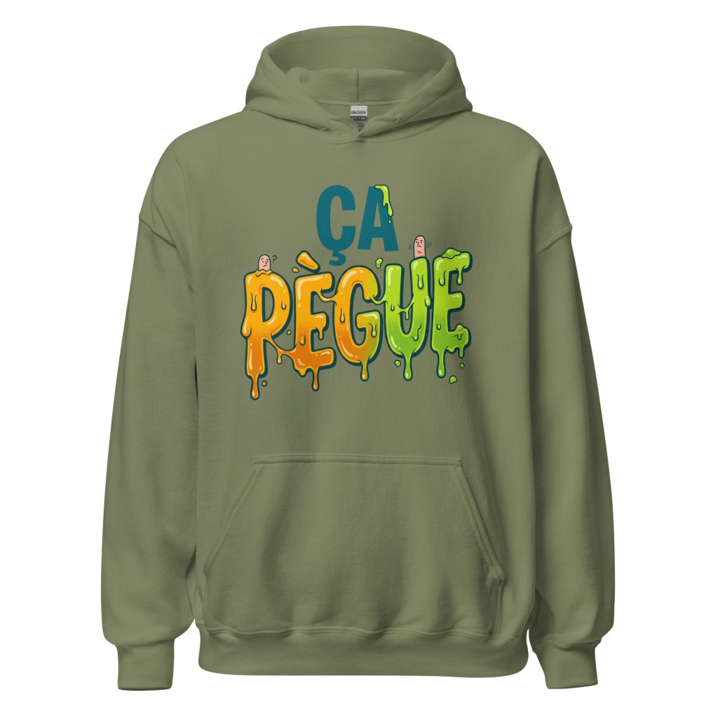 Sweat à capuche ça pègue ! — Vert Militaire, face