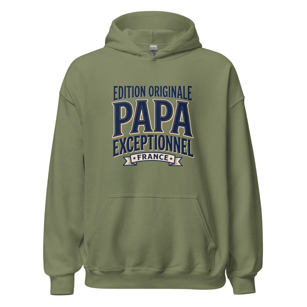 Sweat à capuche Papa exceptionnel Edition Originale — Vert Militaire, face