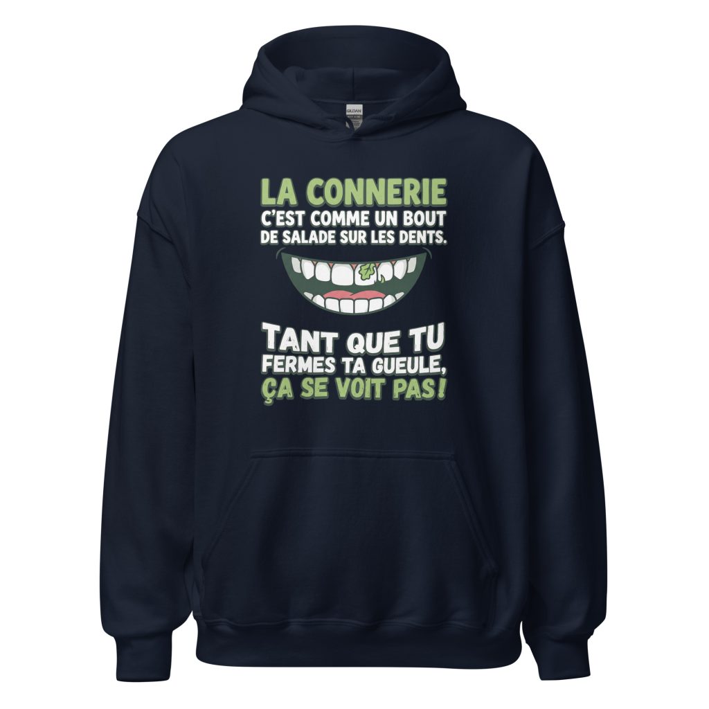 Sweat à capuche La connerie c'est comme un bout de salade... — Bleu Marine, face