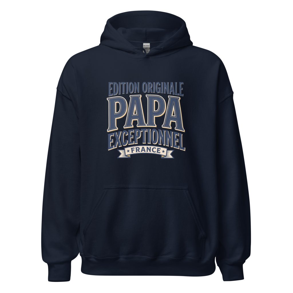 Sweat à capuche Papa exceptionnel Edition Originale — Bleu Marine, face