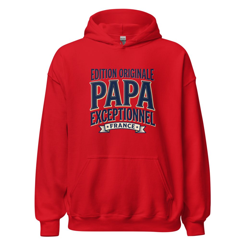 Sweat à capuche Papa exceptionnel Edition Originale — Rouge, face