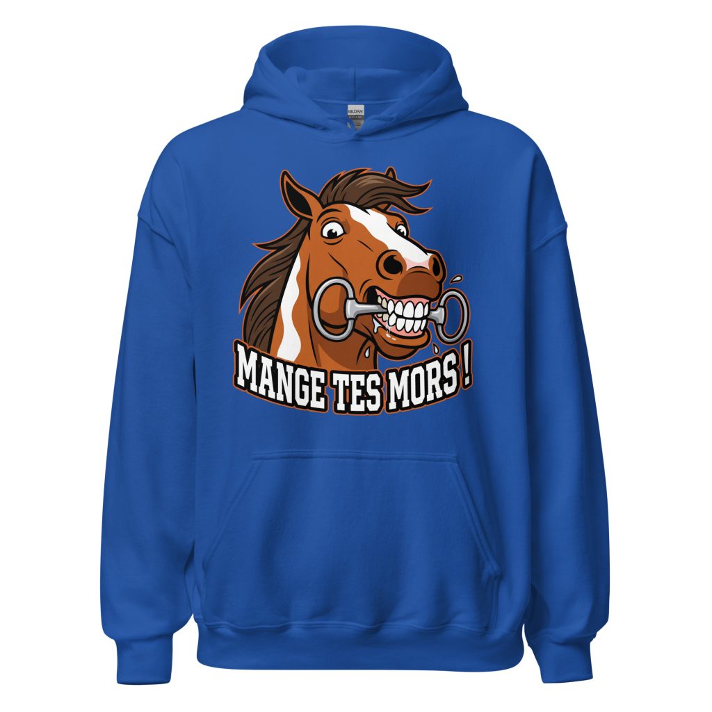 Sweat à capuche Mange tes mors ! — Bleu Roi, face