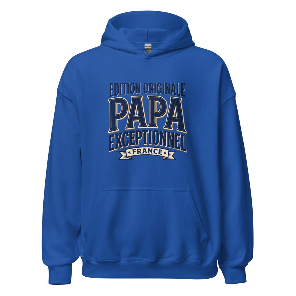 Sweat à capuche Papa exceptionnel Edition Originale — Bleu Roi, face