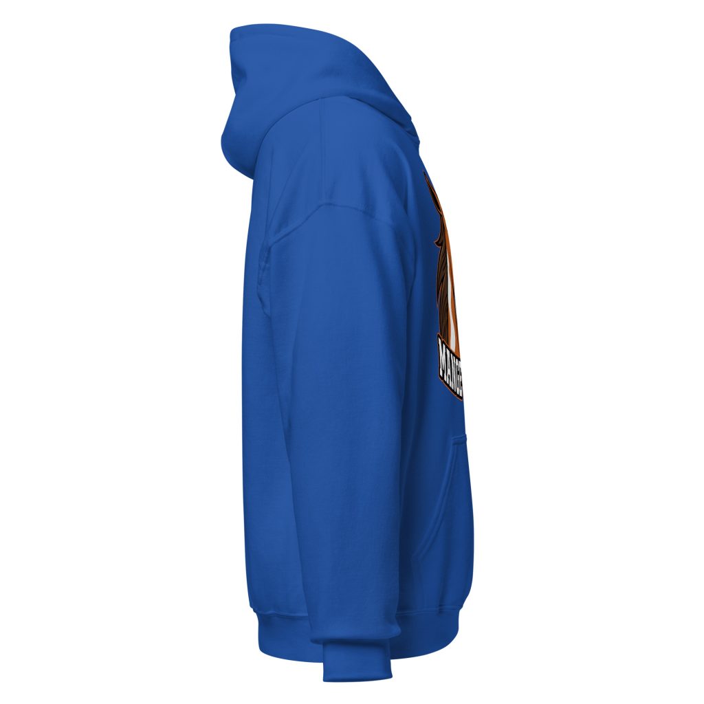 Sweat à capuche Mange tes mors ! — Bleu Roi, profil droit