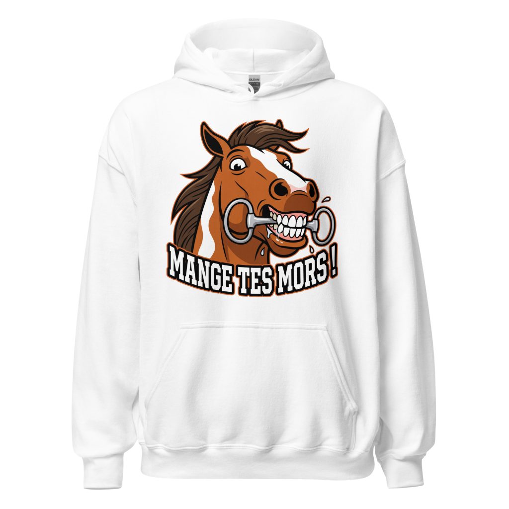 Sweat à capuche Mange tes mors ! — Blanc, face