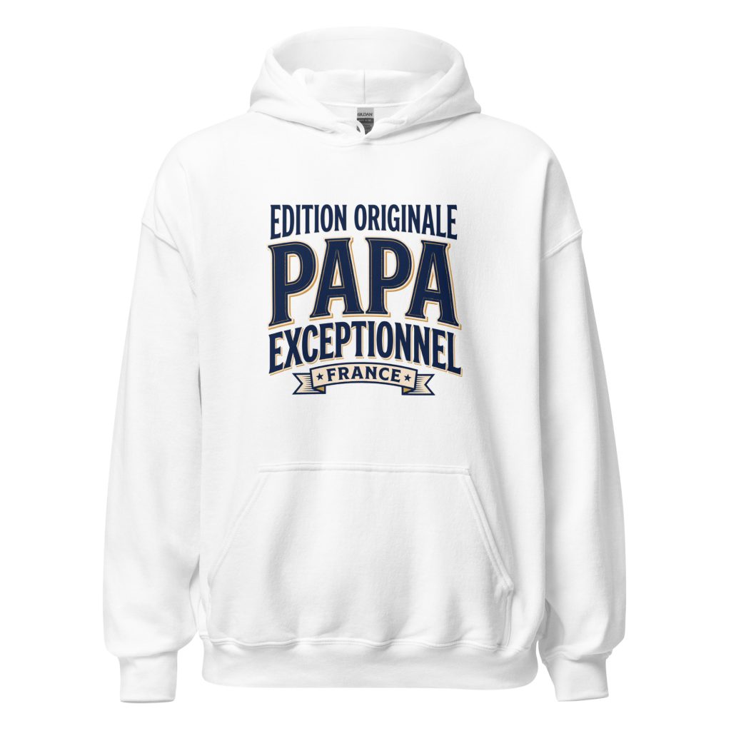 Sweat à capuche Papa exceptionnel Edition Originale — Blanc, face